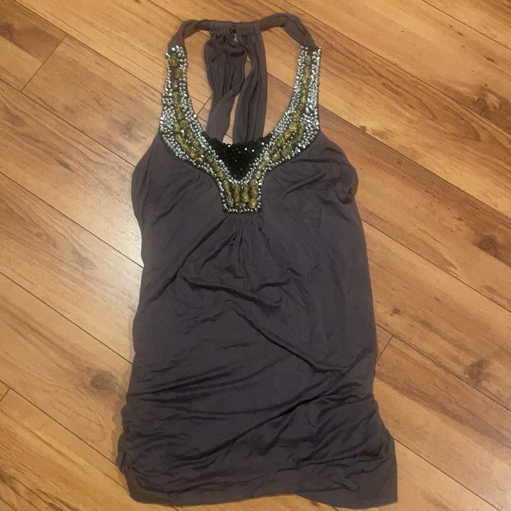 Jeweled women's going out blouse Black